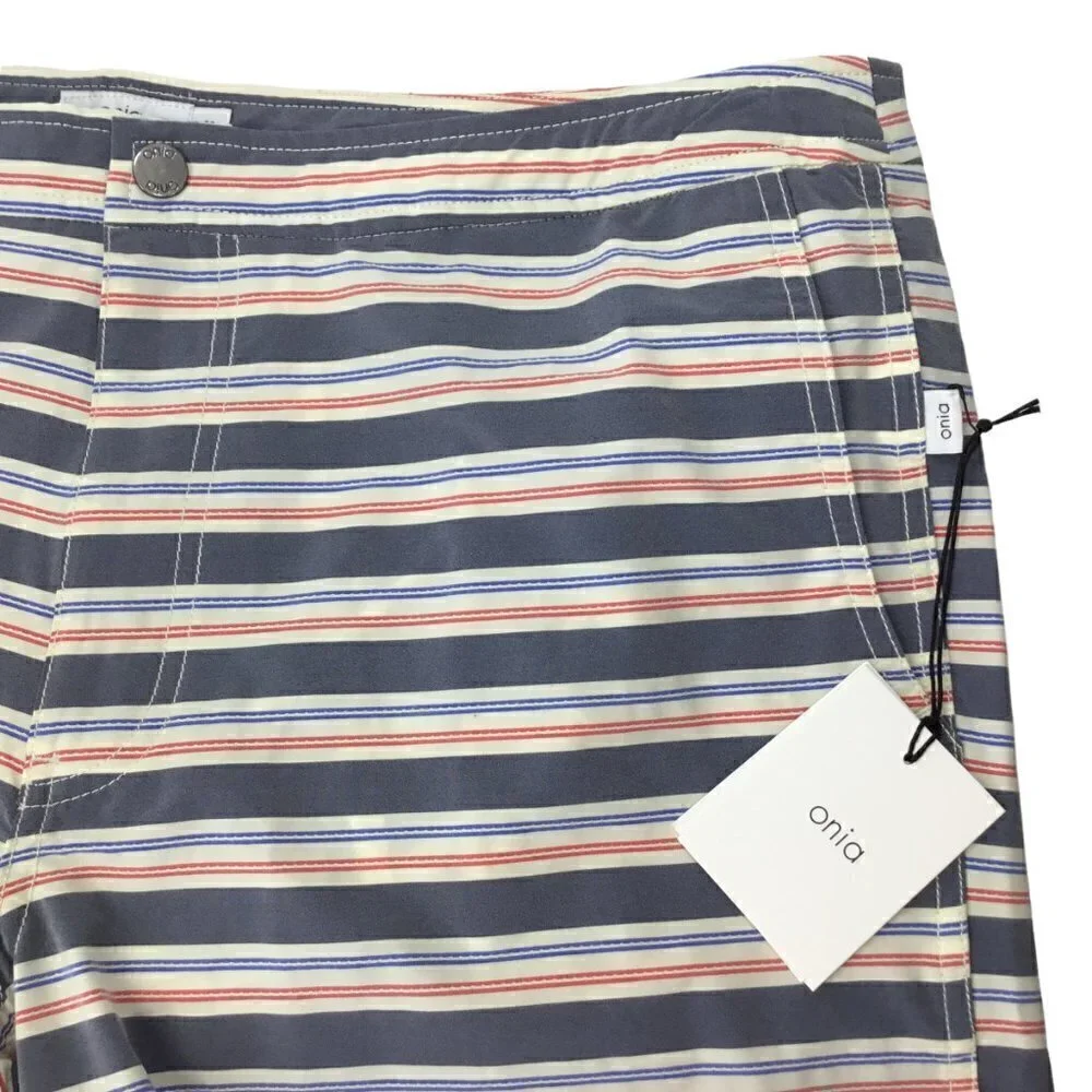 Onia The Calder NWT Americana Multi Stripe Striped Swim Trunks Shorts 38 Lined